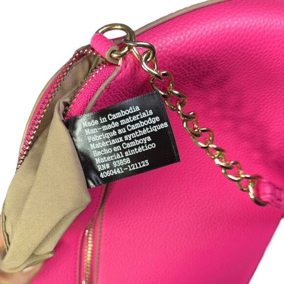 Nanette Lepore  purse vibrant Pink Pebbled compact Crossbody Gold-tone hardware - Picture 7 of 9